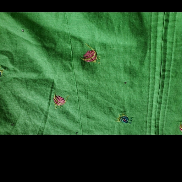 Women's Large green Quacker factory linen top & Capri pants set outfit euc - Picture 3 of 8